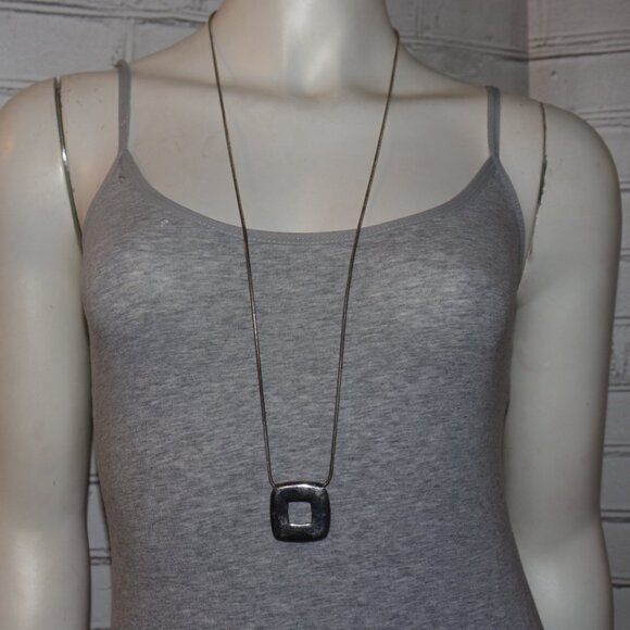 🔲Silver Square Statement Necklace · 36" - Picture 1 of 4